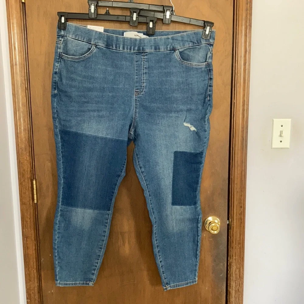 Sonoma jegging pull on with stretch faux patch print casual - Picture 1 of 17